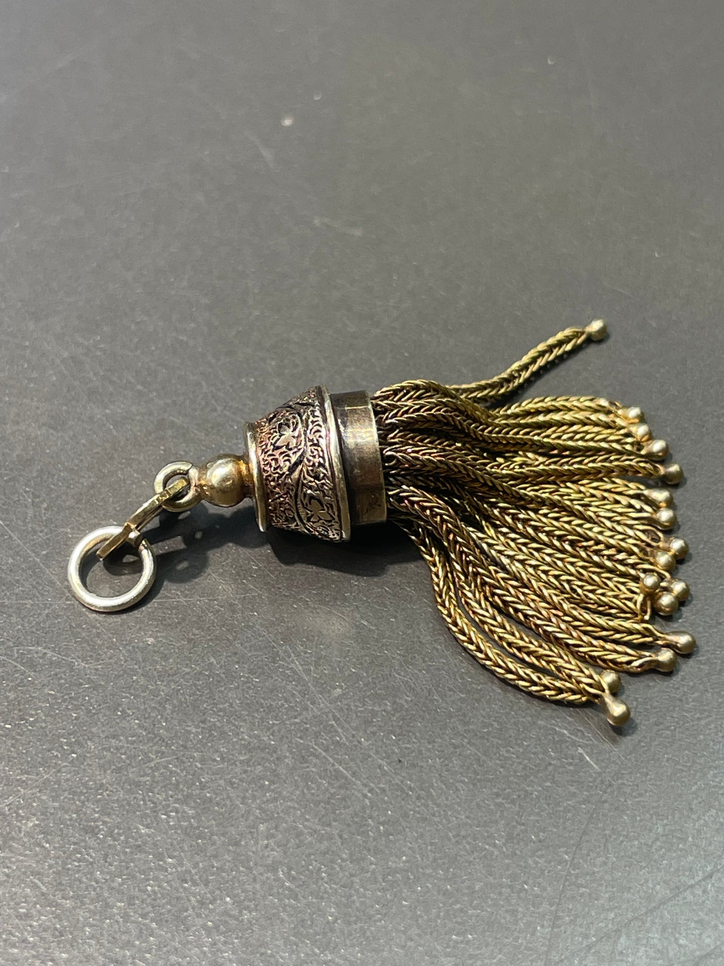Antique 14K Yellow Gold Enamel Tassel Charm Pendant
