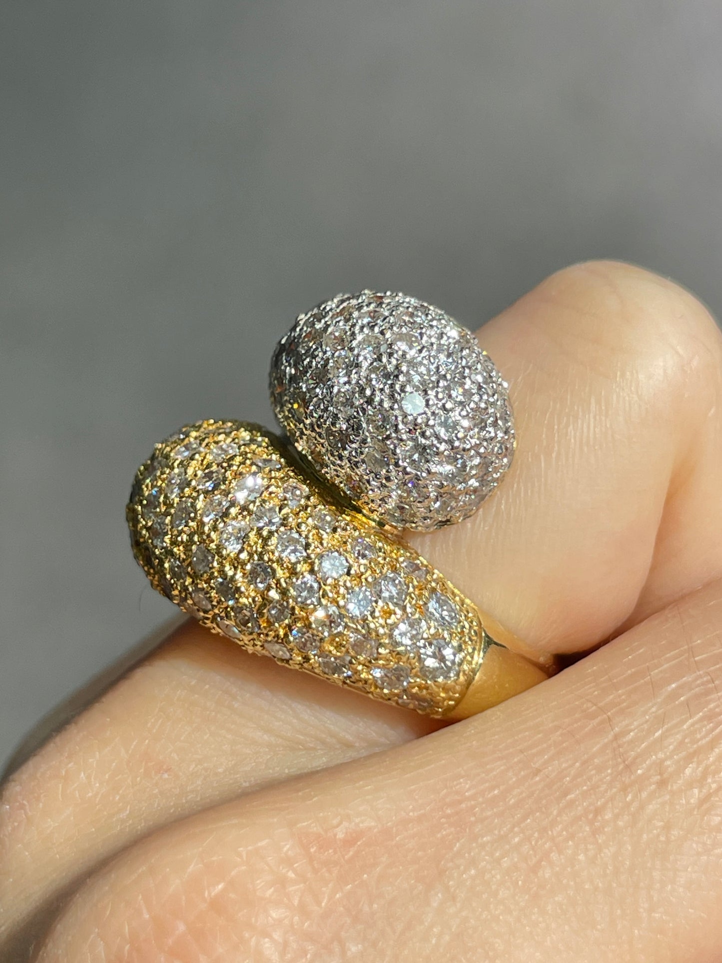18K Gold 5.30 CTW Diamond Bypass Bombe Ring