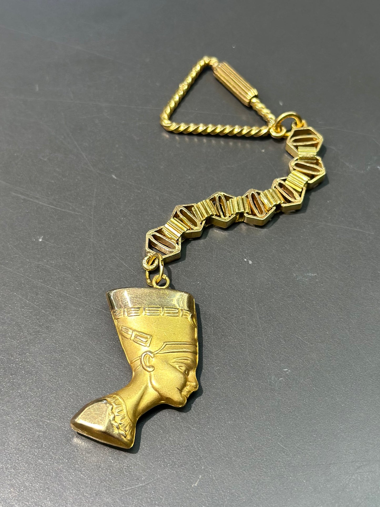 Vintage Egyptian 18K Gold Queen Nefertiti Key Chain