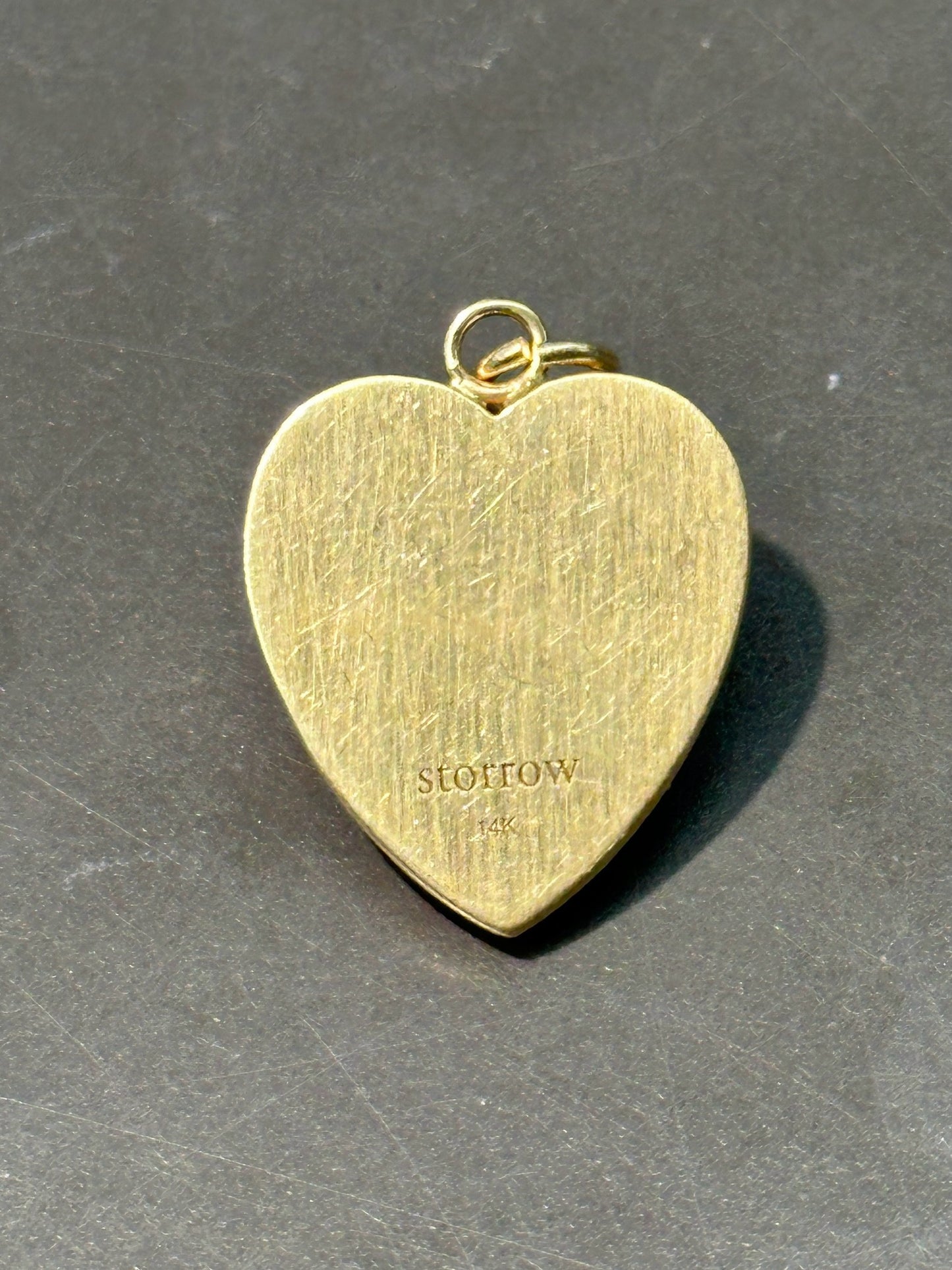 Storrow 14K Yellow Gold Eloise Gemstone Inlay Striped Heart Pendant Charm