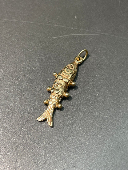 Vintage 14K Yellow Gold Small Articulating Fish Charm Pendant