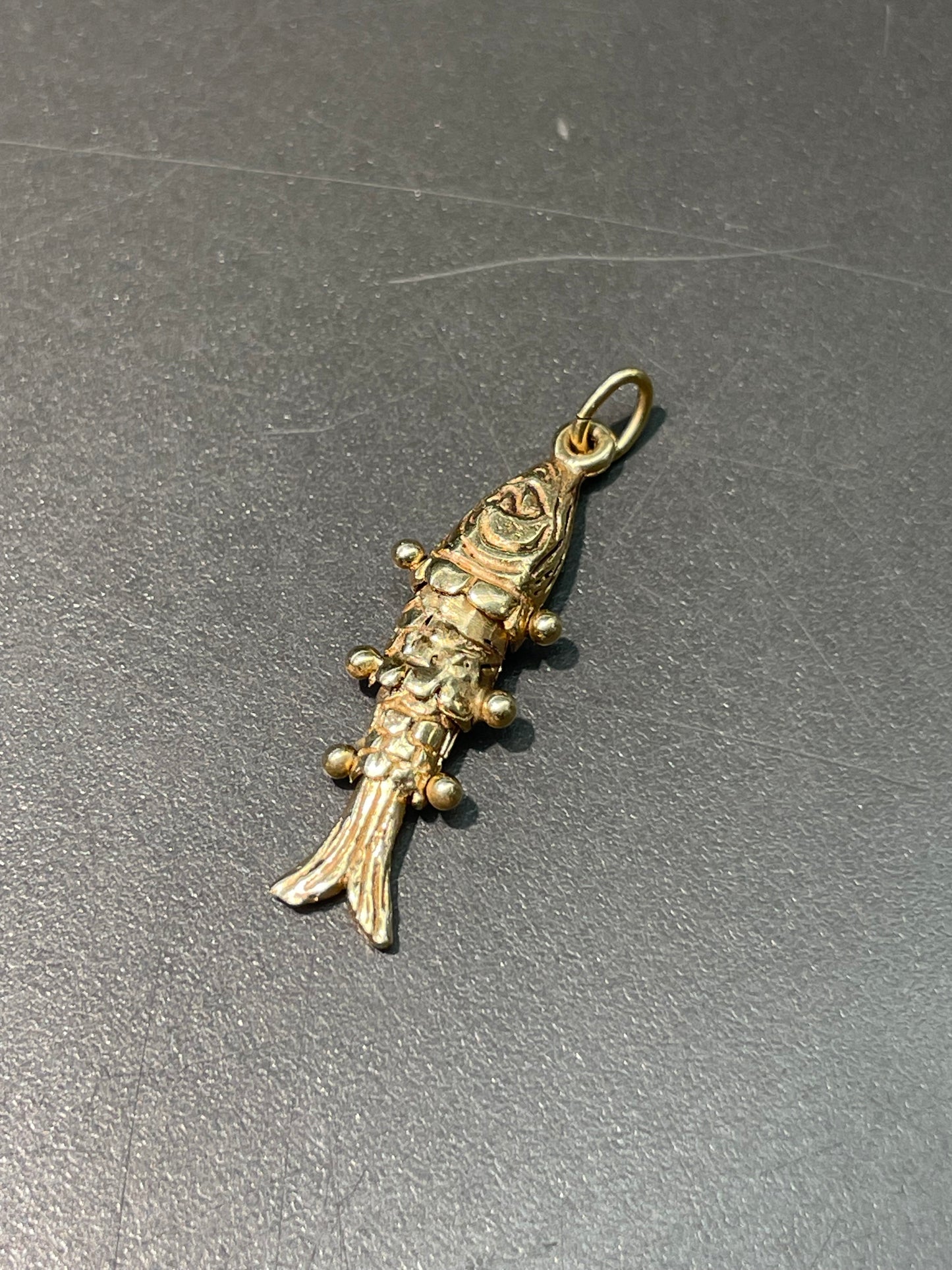 Vintage 14K Yellow Gold Small Articulating Fish Charm Pendant