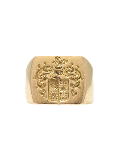 Vintage 18K Gold Shield Signet Intaglio Ring
