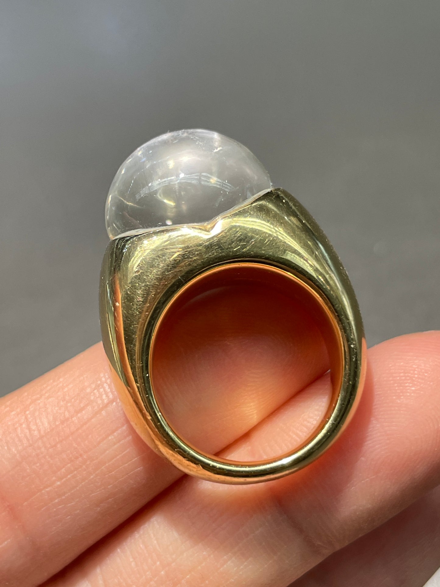 Mauboussin French 18K Gold Rock Crystal Diamond Ring