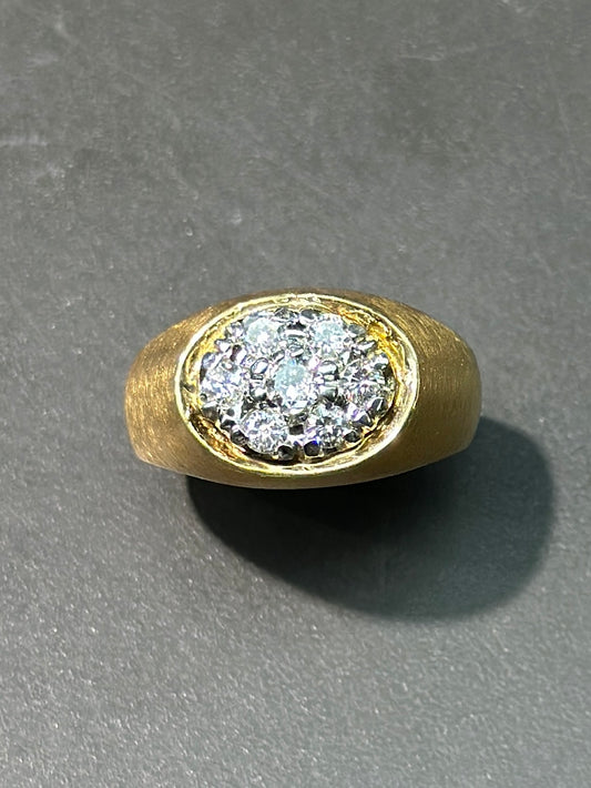 Bague en grappe de diamants en or 14 carats vintage