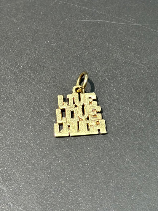 14K Gold Live Love Laugh Charm