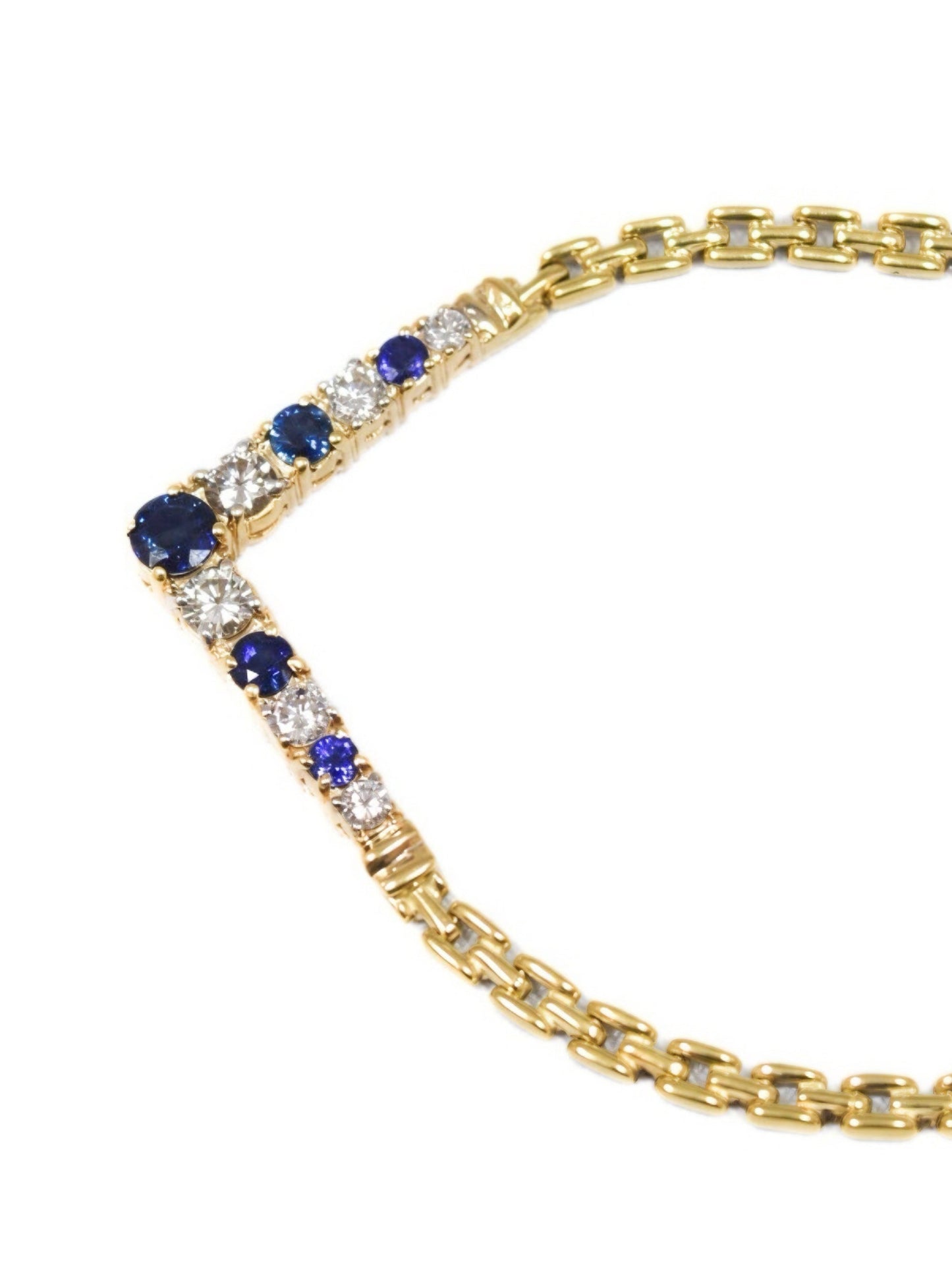 14K Gold 1.10 CTW Diamond Sapphire Chevron Necklace