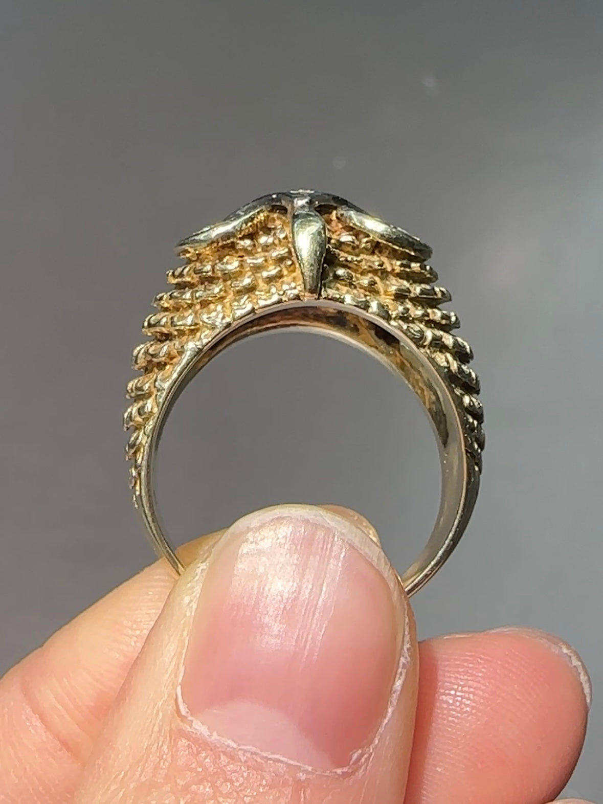 Vintage 14K Yellow Gold 0.65 CTW Diamond Owl Ring