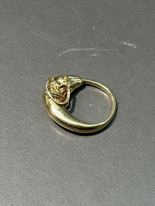 古董 14K 金公羊戒指