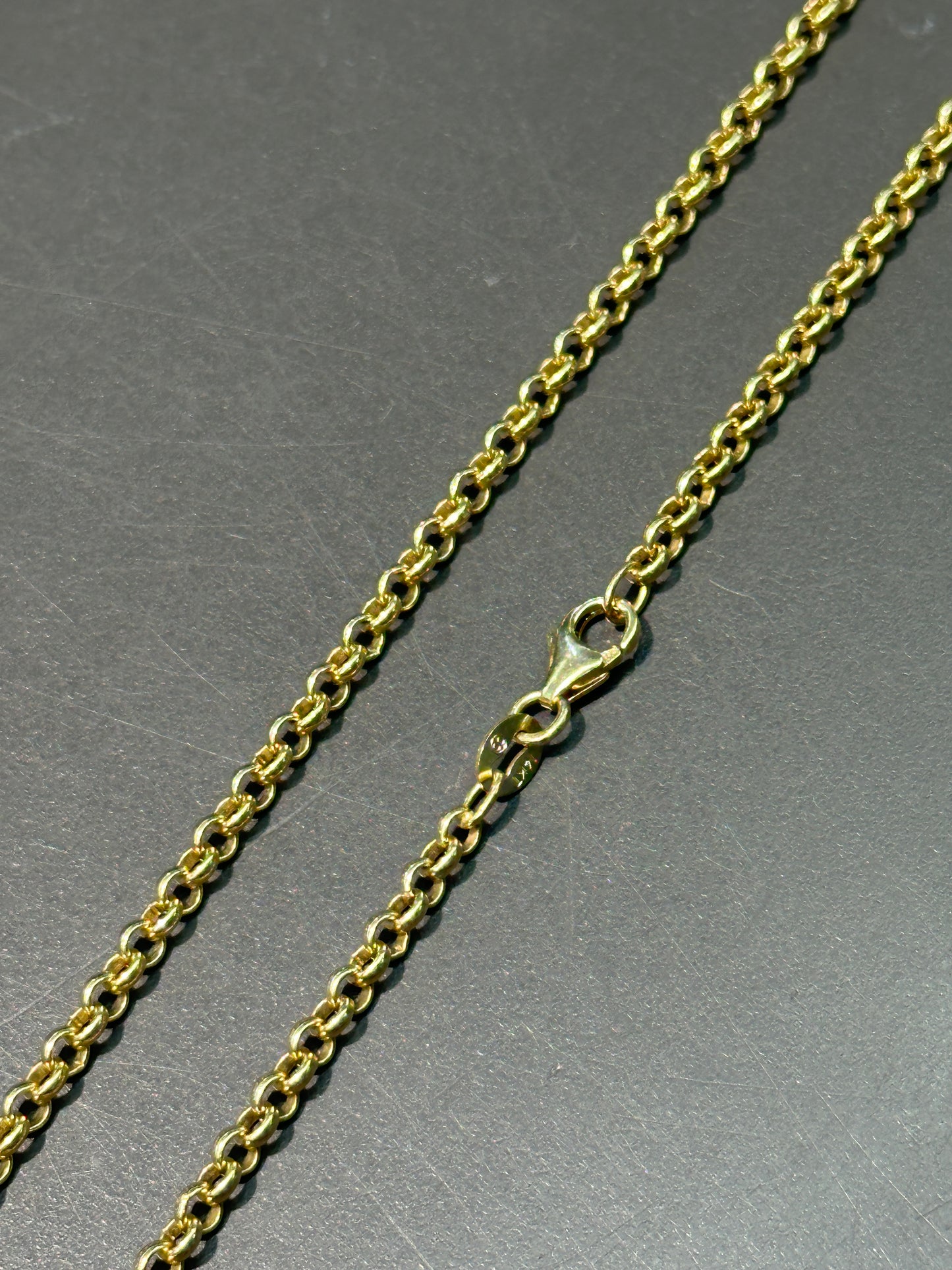 14K Yellow Gold 2.5 mm Solid Rollo Link Necklace 20.0 inch