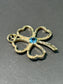 Vintage XL 14K Gold Topaz Flour Leaf Clover Charm