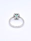 Platinum Emerald Cut Colombian Emerald and Diamond Halo Ring Size 6