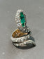 Victorian 15K Gold Diamond Emerald Snake Ring SZ 6.5