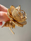 French 18K Gold Diamond Double Layer En Tremblant Flower Brooch