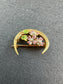 Vintage 14K Gold Krementz and Co. Pink Enamel Flower Crescent Floral Brooch