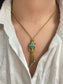 Retro 18K Yellow Gold Turquoise Popcorn Chain Tassel Necklace