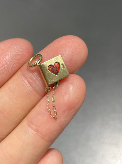 Vintage 14K Gold Heart Book Charm