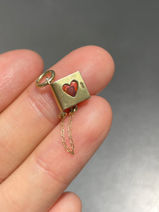 Vintage 14K Gold Heart Book Charm