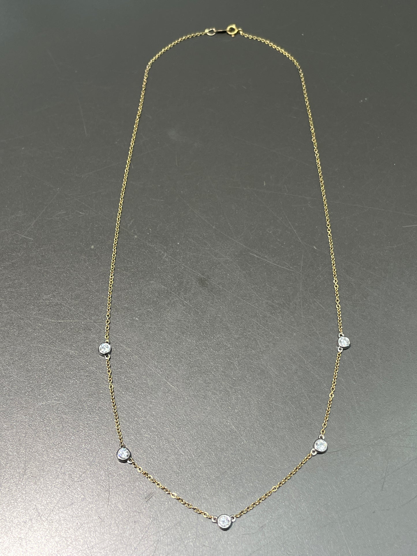 14K Gold 0.75 CTW Diamond By The Yard Chain Necklace