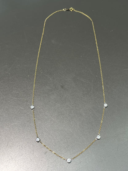 14K Gold 0.75 CTW Diamond By The Yard Chain Necklace