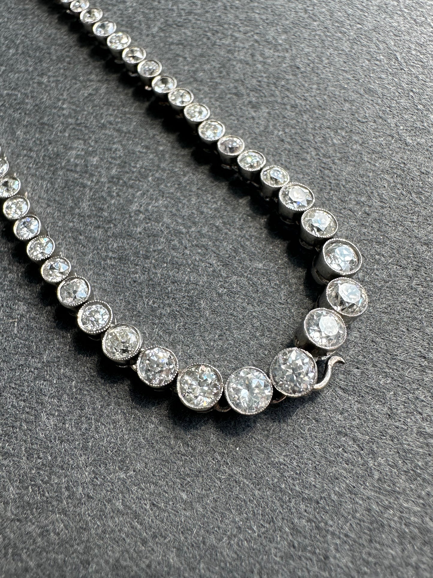 Art Deco Platinum 10.8 CTW Diamond Graduated Tennis Necklace