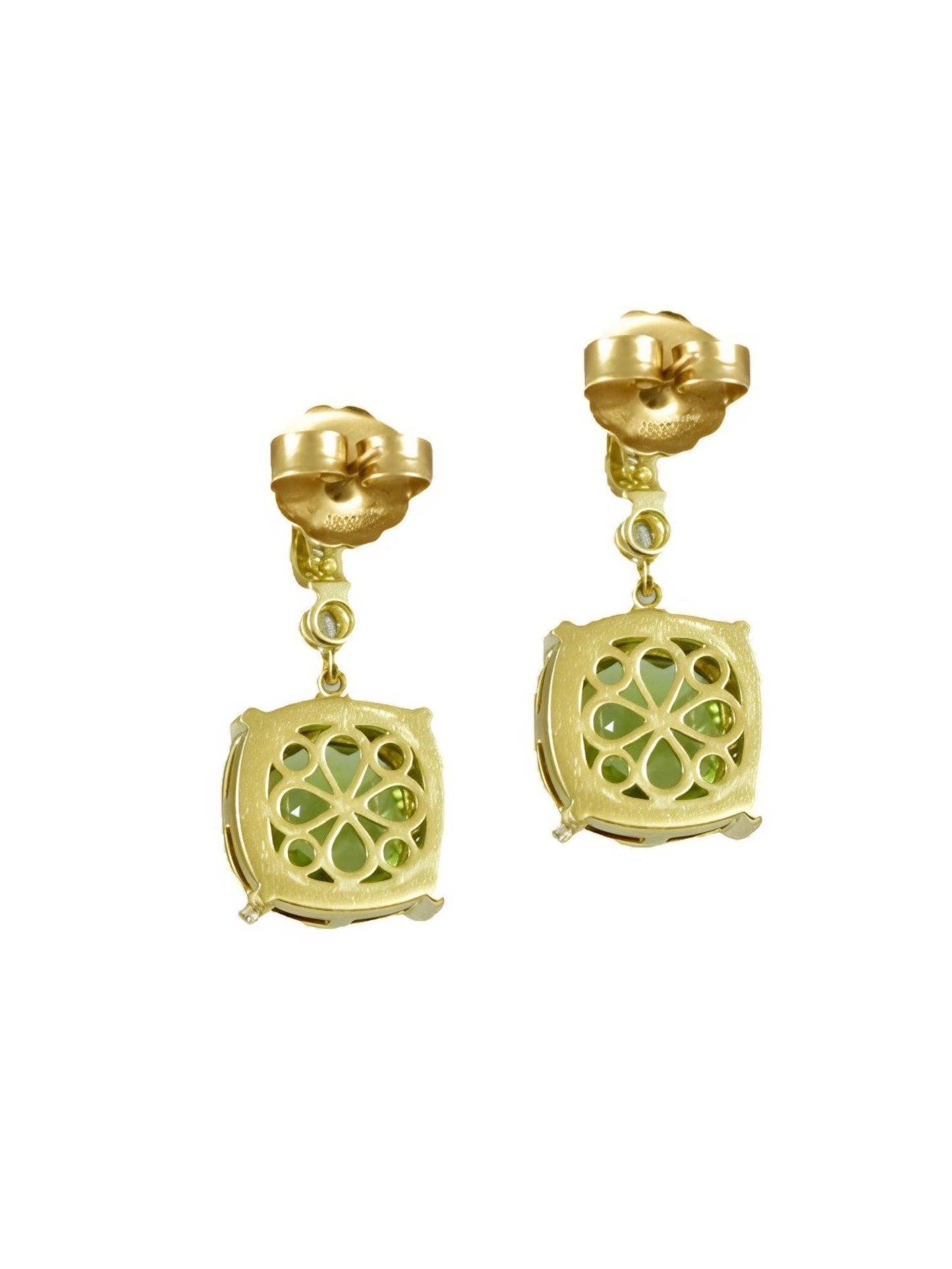 Charles Krypell 18K Gold Peridot Diamond Earring
