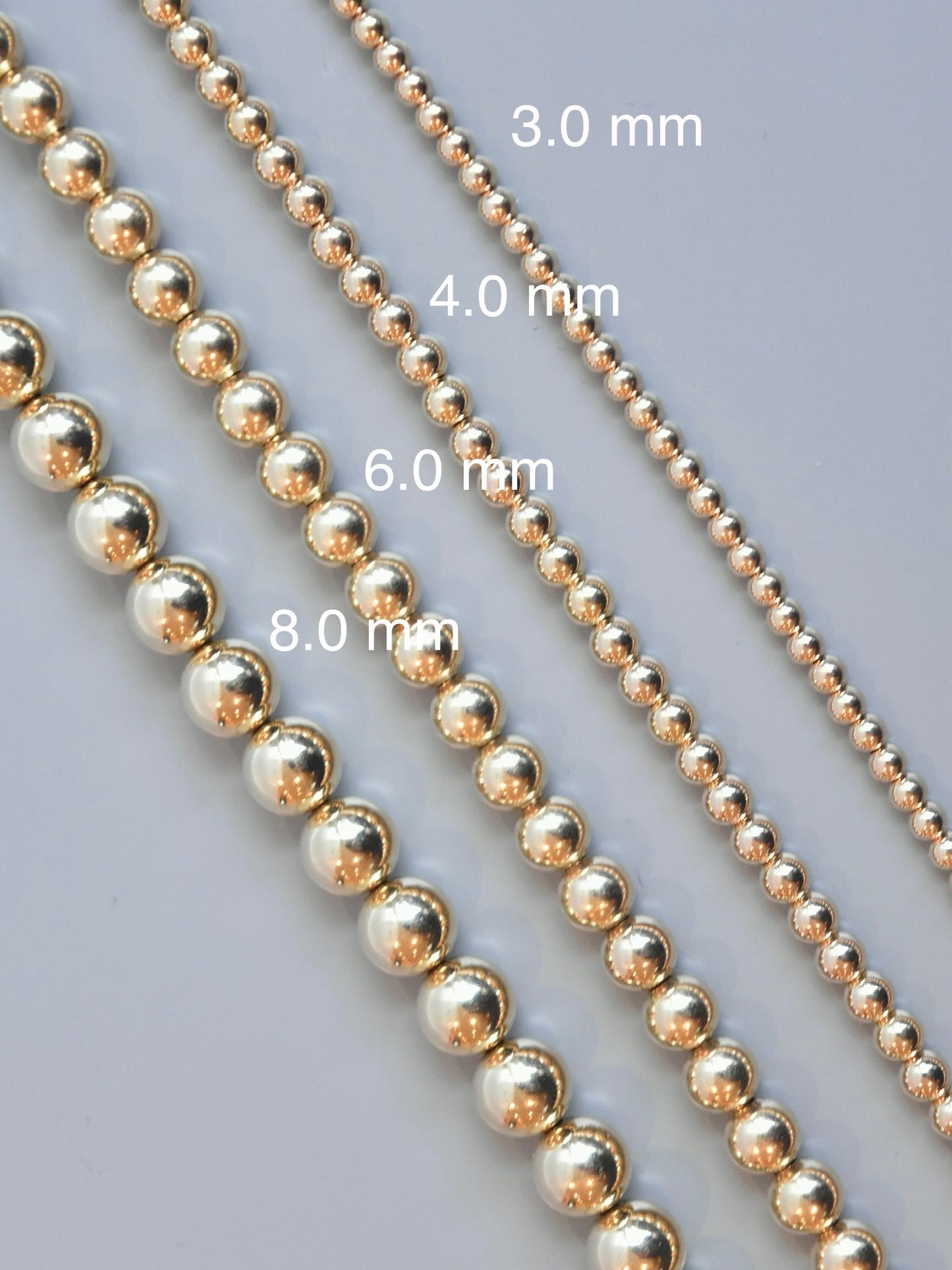 14K Gold 3.0 mm Beaded Bracelet 7.5 inch