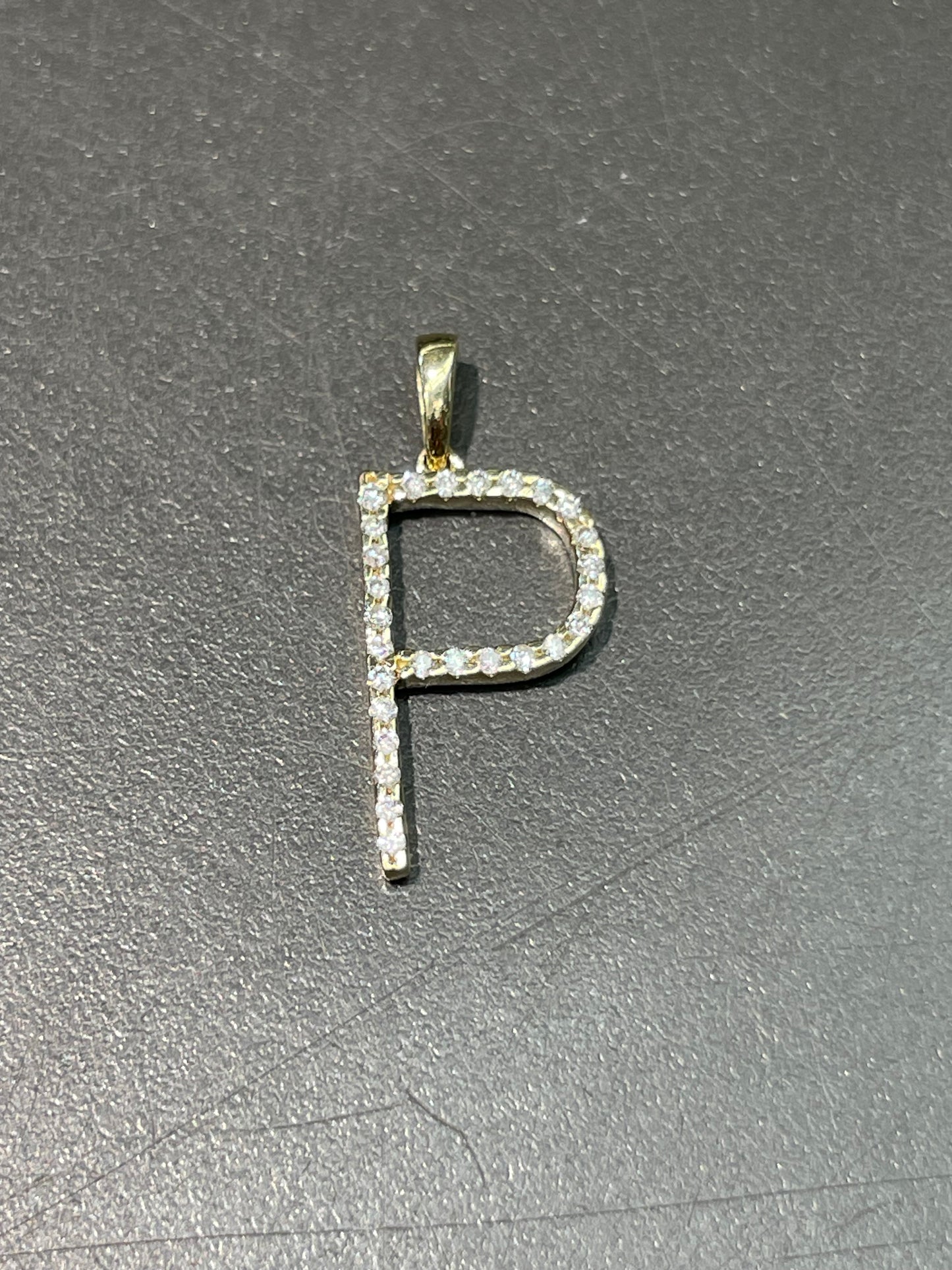 14K Gold Diamond Pavé Letter “P” Charm