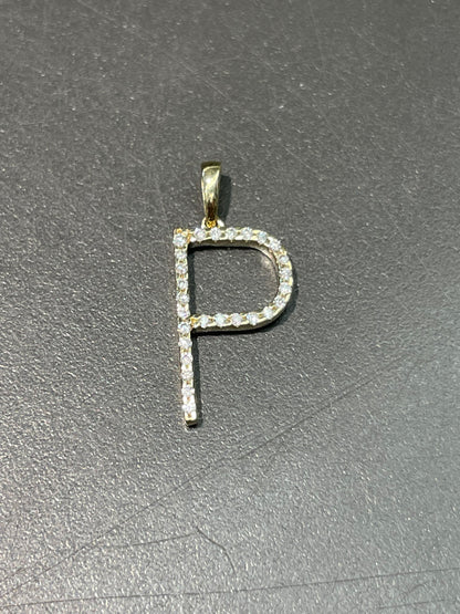 14K Gold Diamond Pavé Letter “P” Charm