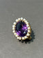 Victorian 14K Gold Amethyst Seed Pearl Halo Brooch