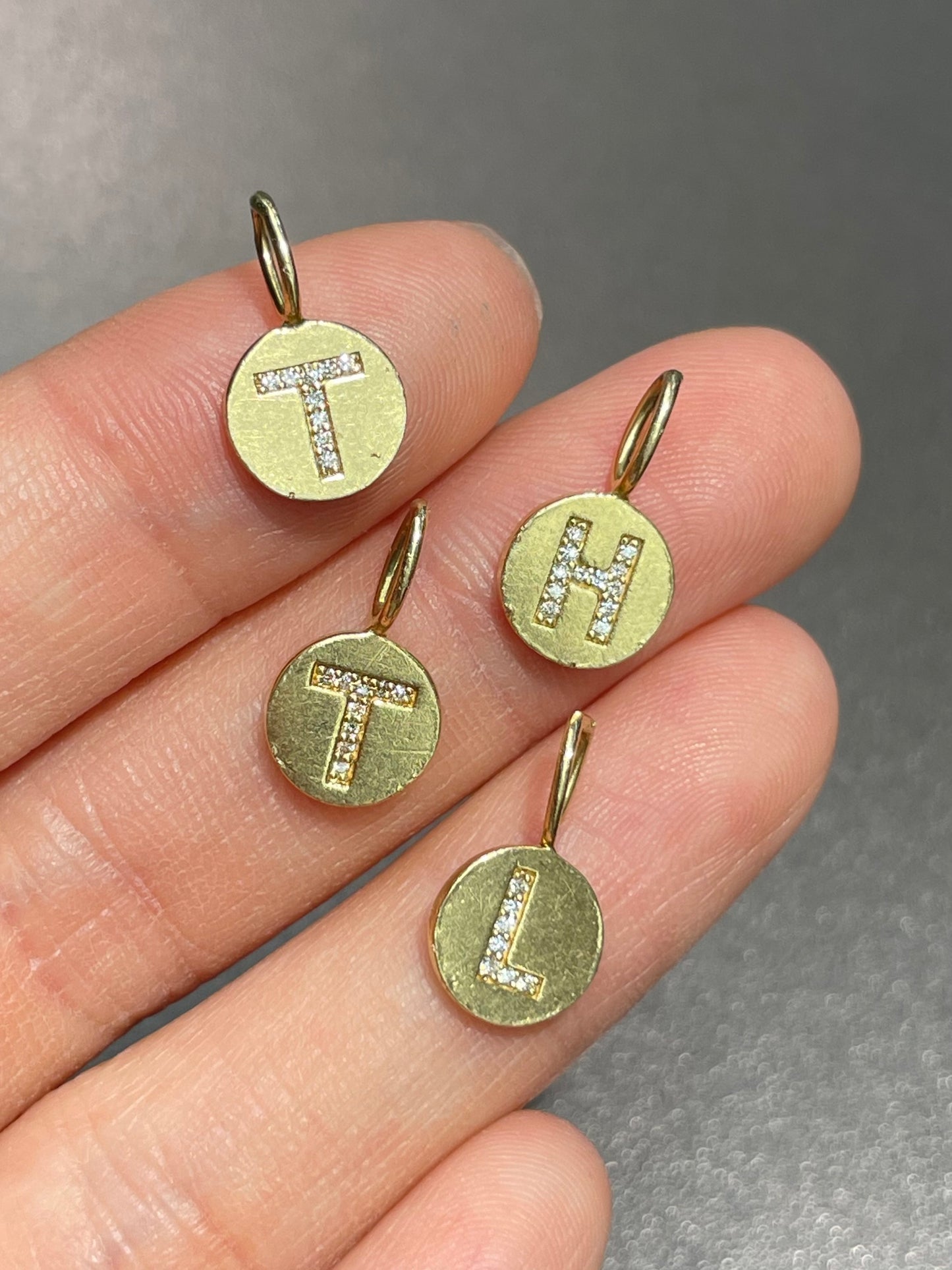 14K Yellow Gold Diamond Letter Charm