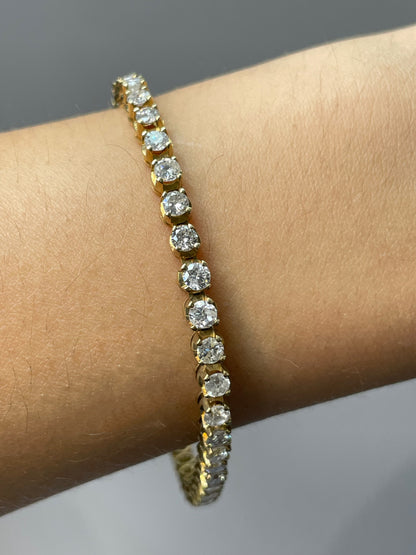 14K Yellow Gold 5.16 CTW Diamond Tennis Bracelet