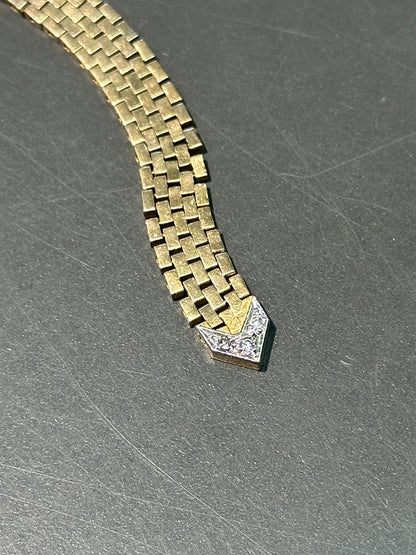 复古 18K 黄金 0.08 CTW 钻石可调节带扣皮带环