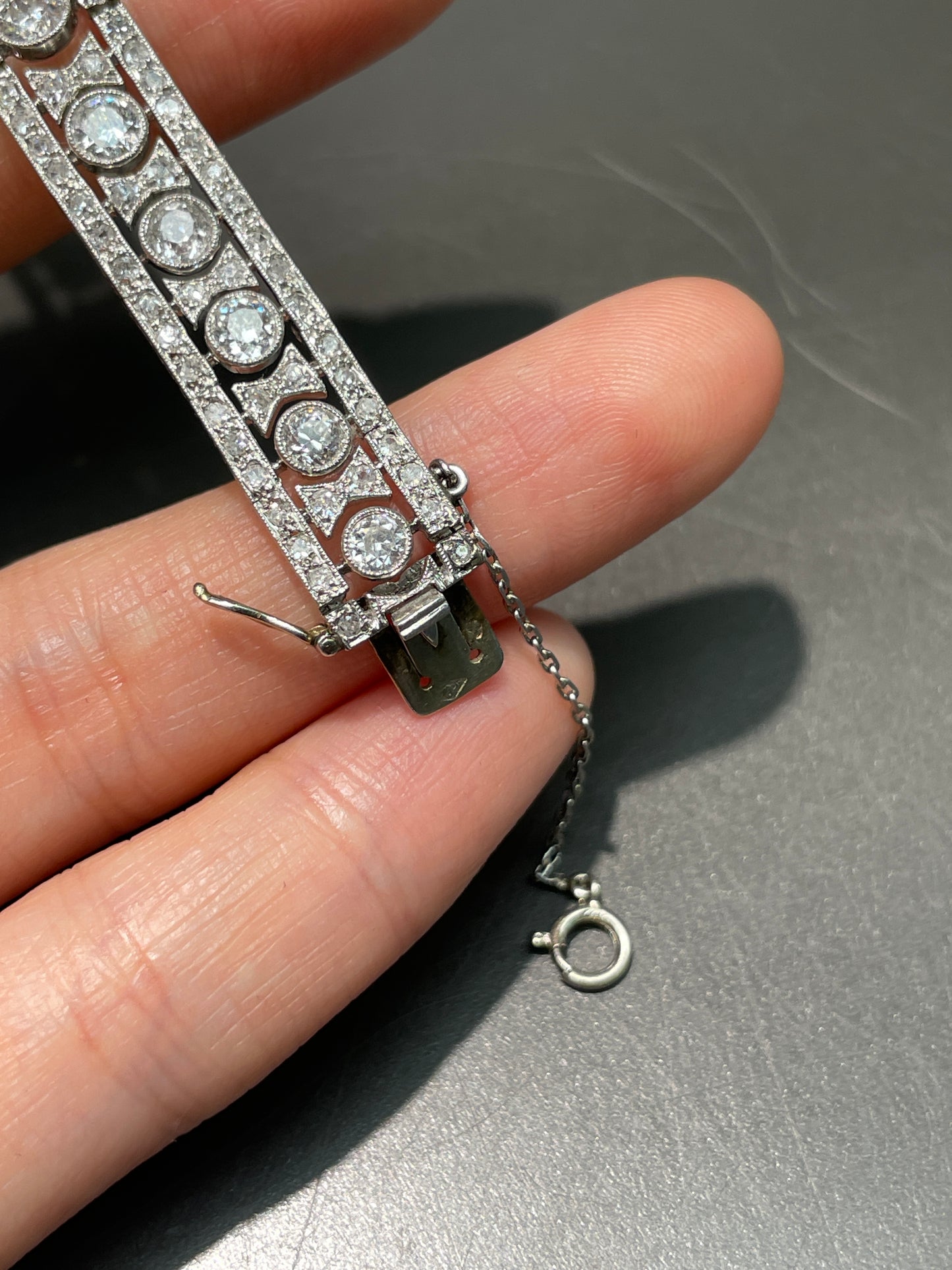 Art Deco French Platinum 8.10 CTW Diamond Watch Bracelet