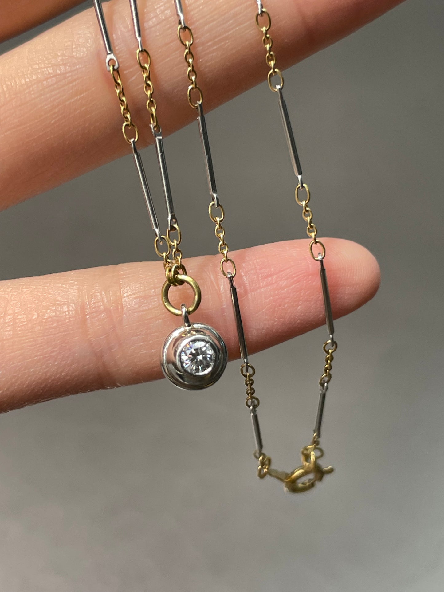 18K Gold Platinum 0.30 CTW Diamond Natural Sapphire Flip Pendant Necklace