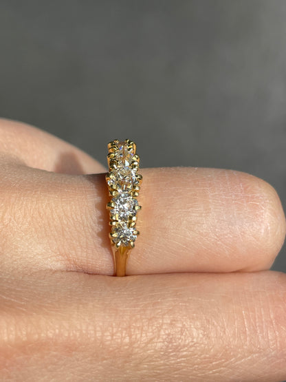 Antique Birks 14K Gold 1.46 CTW Five Stone Diamond Ring