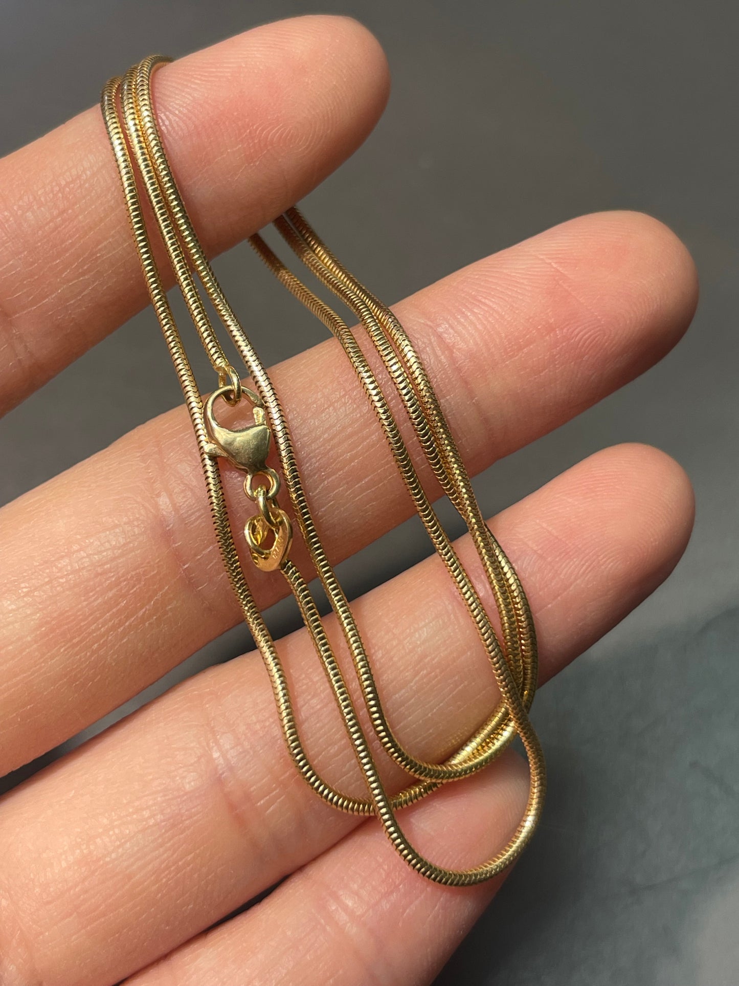 18K Yellow Gold Snake Chain Necklace 18.0 inch