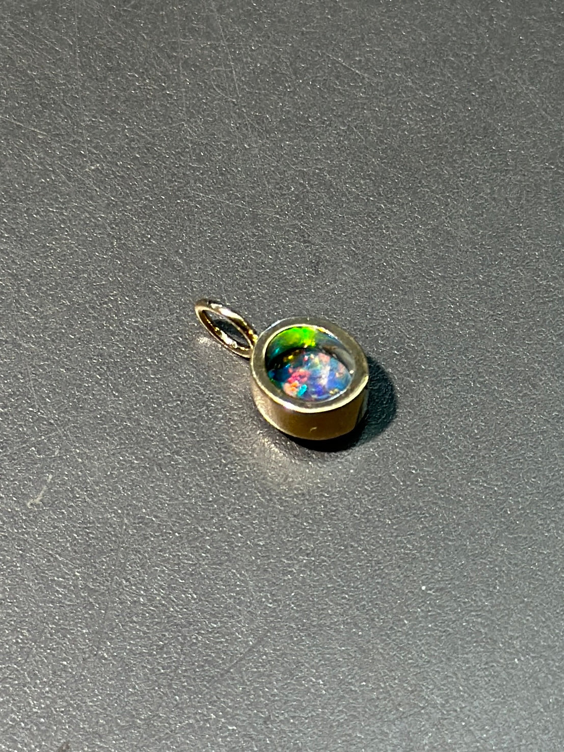 14K Gold Black Opal Charm