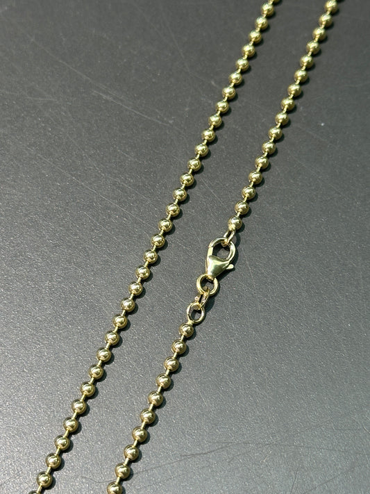 14K 金平珠链项链 20.0 英寸
