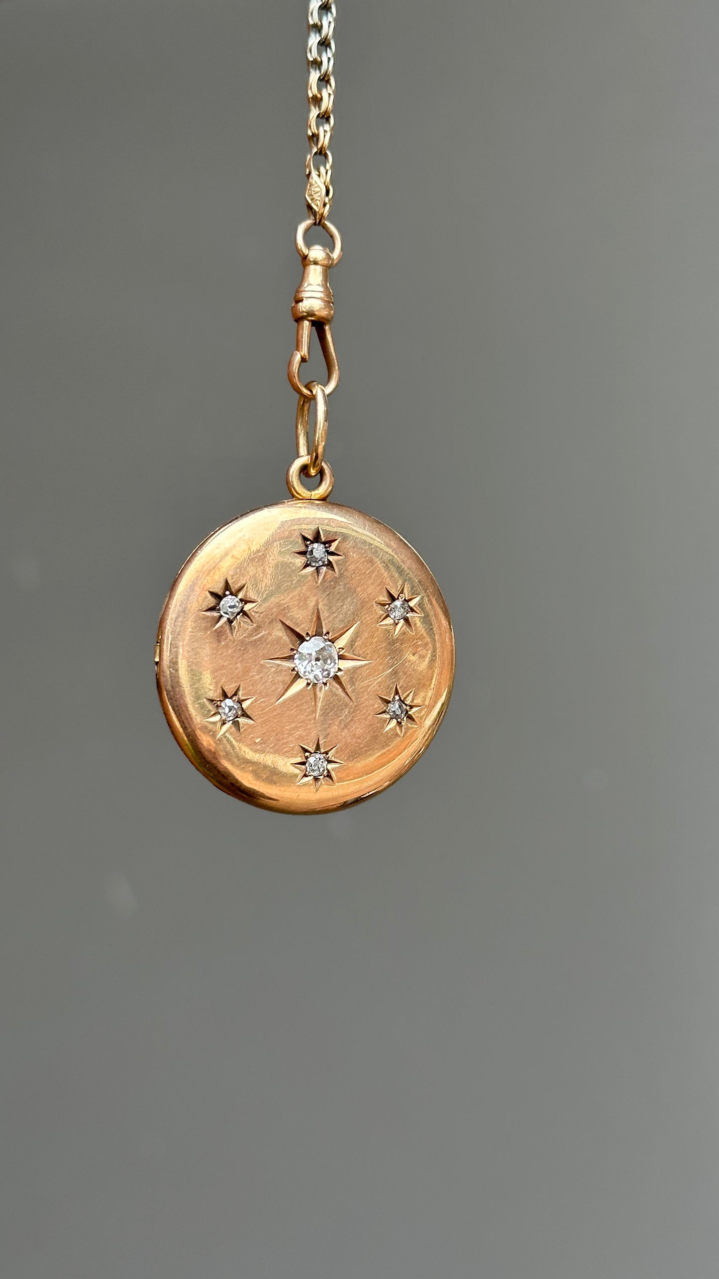 Antique 14K Gold Starburst Circle Locket