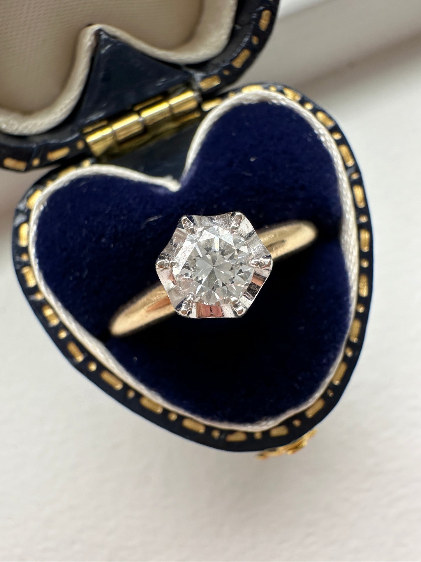 复古 Lady America 14K 金 0.35 CTW 单粒钻石戒指