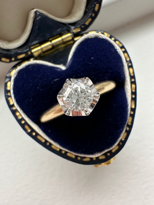 复古 Lady America 14K 金 0.35 CTW 单粒钻石戒指