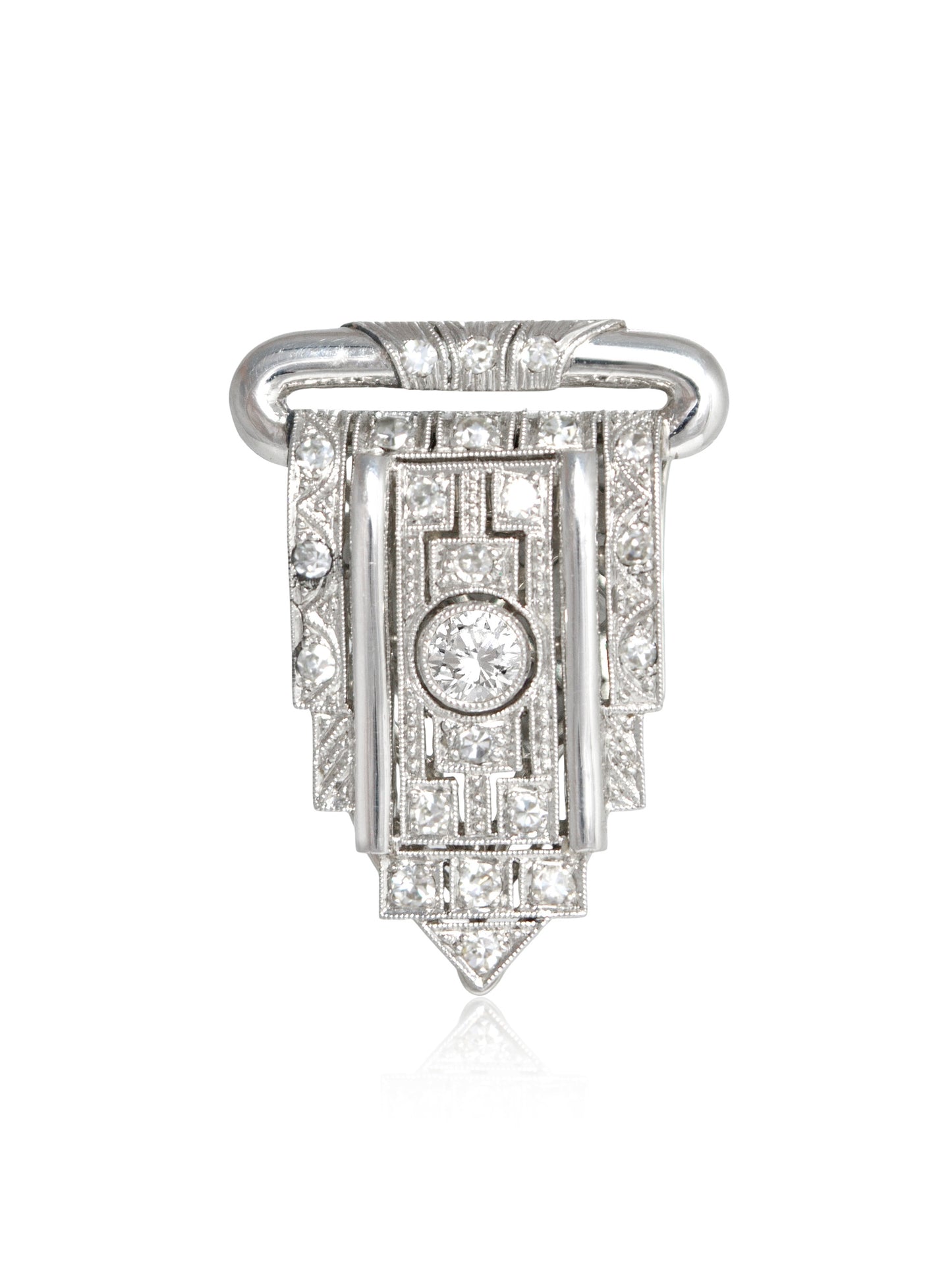 Art Deco 18K Gold 0.60 CTW Diamond Dress Clip Brooch