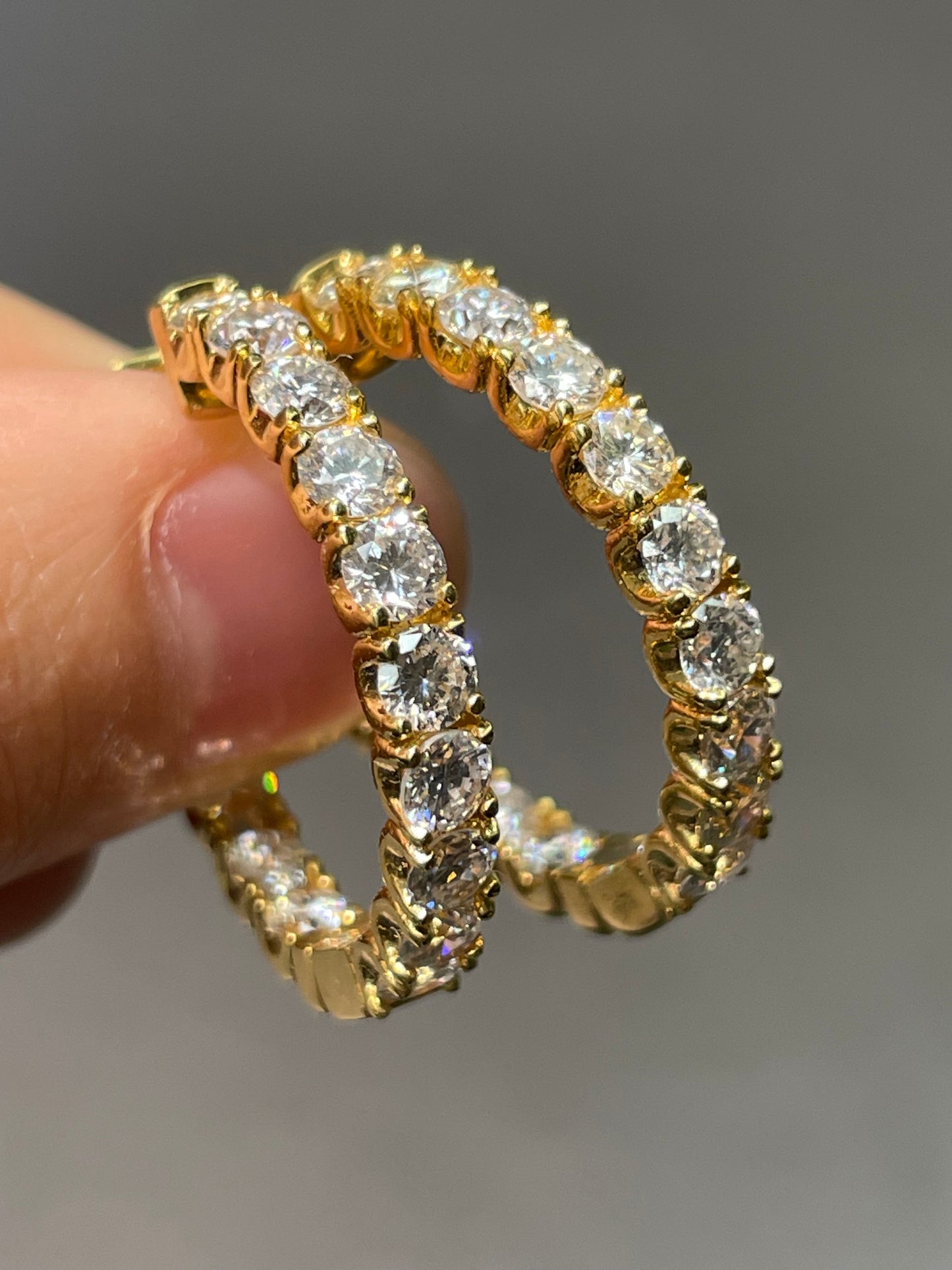 14K Yellow Gold 3.36 CTW Diamond Hoop Earring