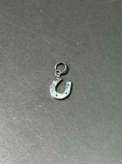 10K 白金钻石马蹄吊坠
