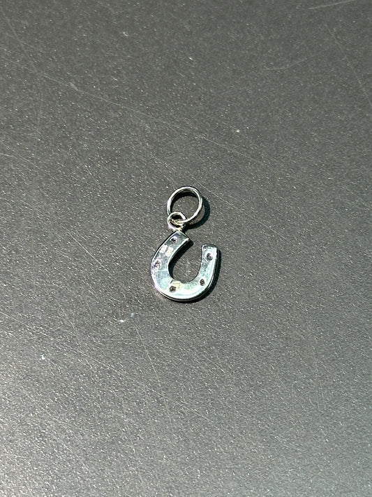 10K White Gold Diamond Horseshoe Charm