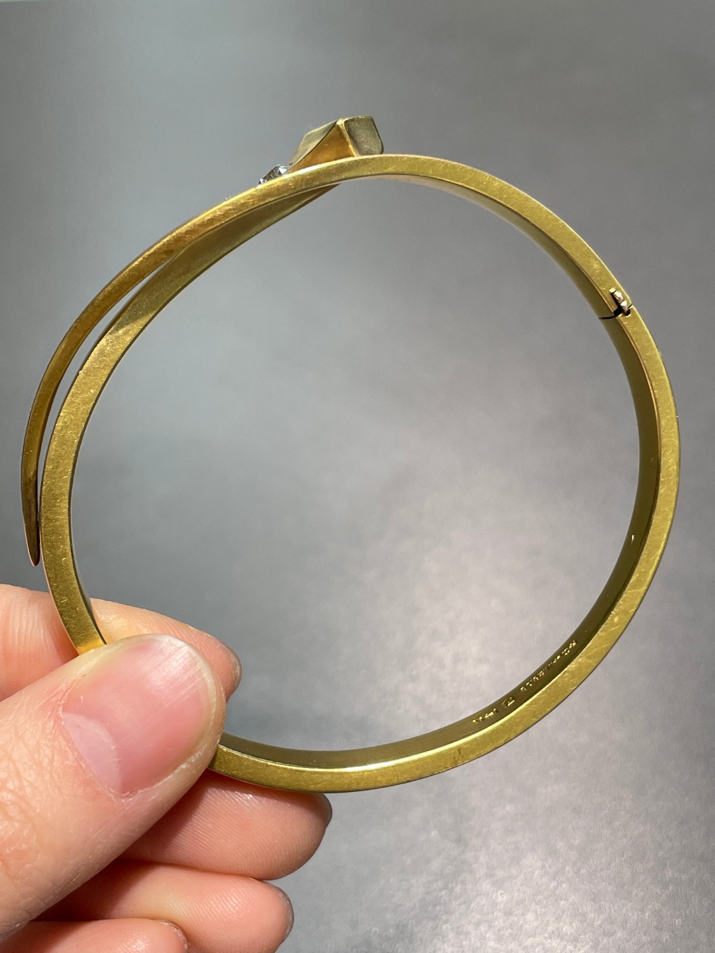 Antique  L. Fritzsche 14K Gold 0.40 CTW Diamond Nail Bangle Bracelet