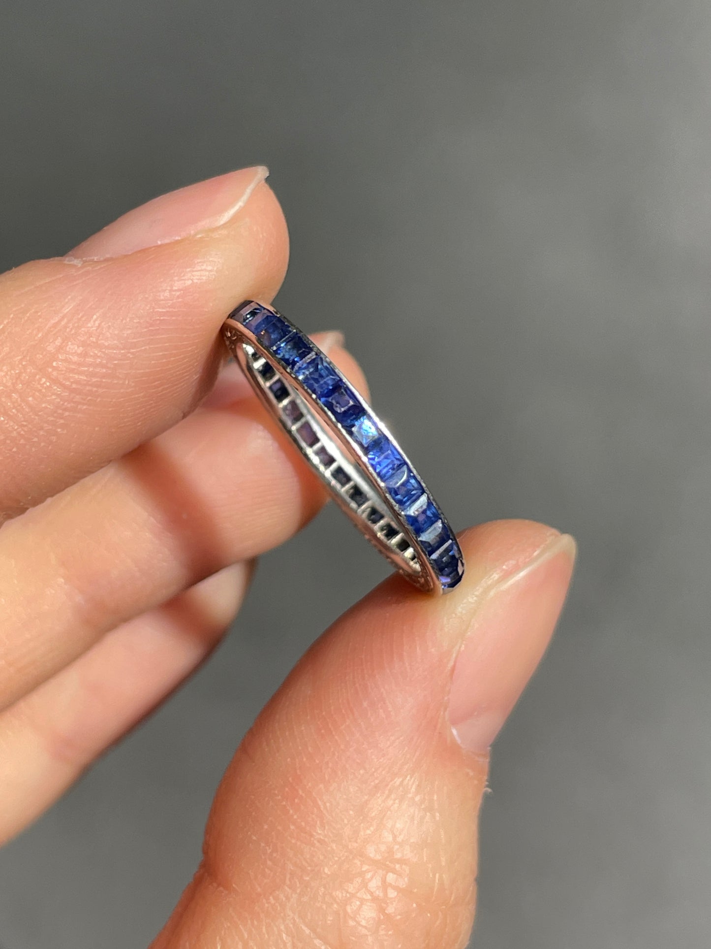 Antique French Platinum Sapphire Band Ring