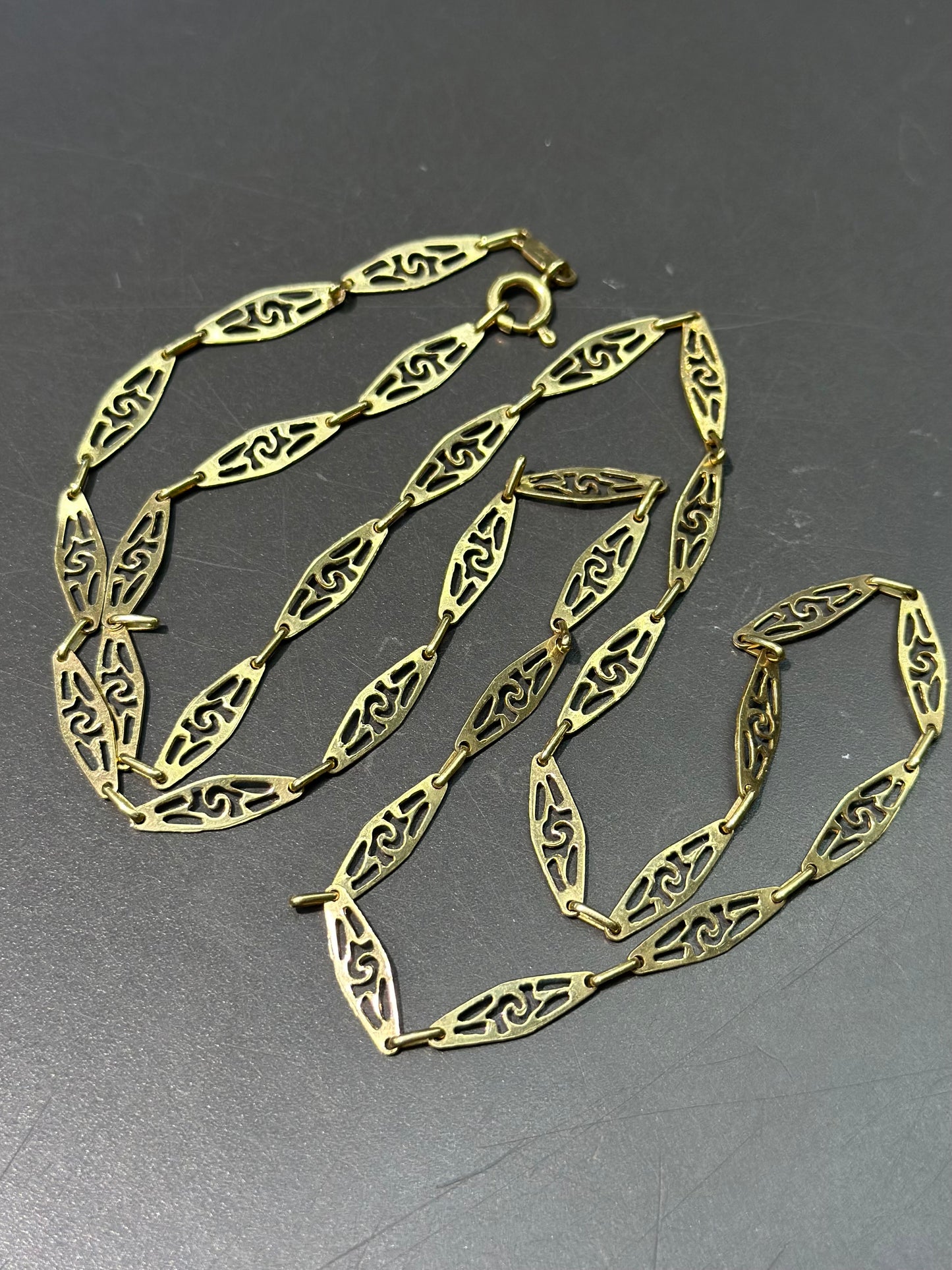 Vintage 18K Gold Filigree Chain Necklace 24.0”