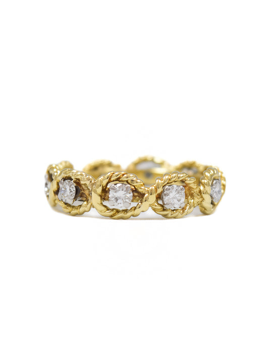 18K Gold 0.70 CTW Diamond Twisted Rope Band Ring
